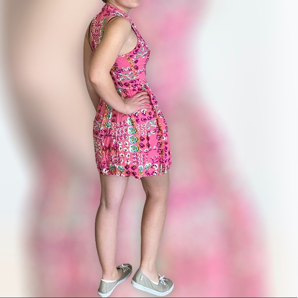 Vintage Style Floral Summer Dress, Polo Golf Sleeveless Mini Dress. - Picture 3 of 7